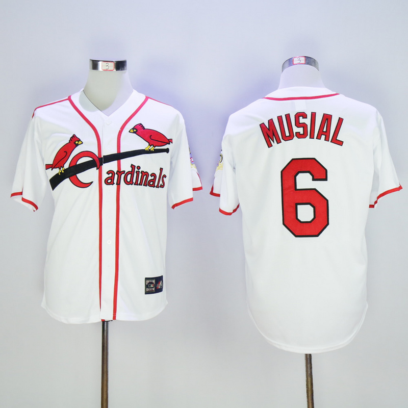 2017 MLB St. Louis Cardinals #6 Musial White Throwback Jerseys